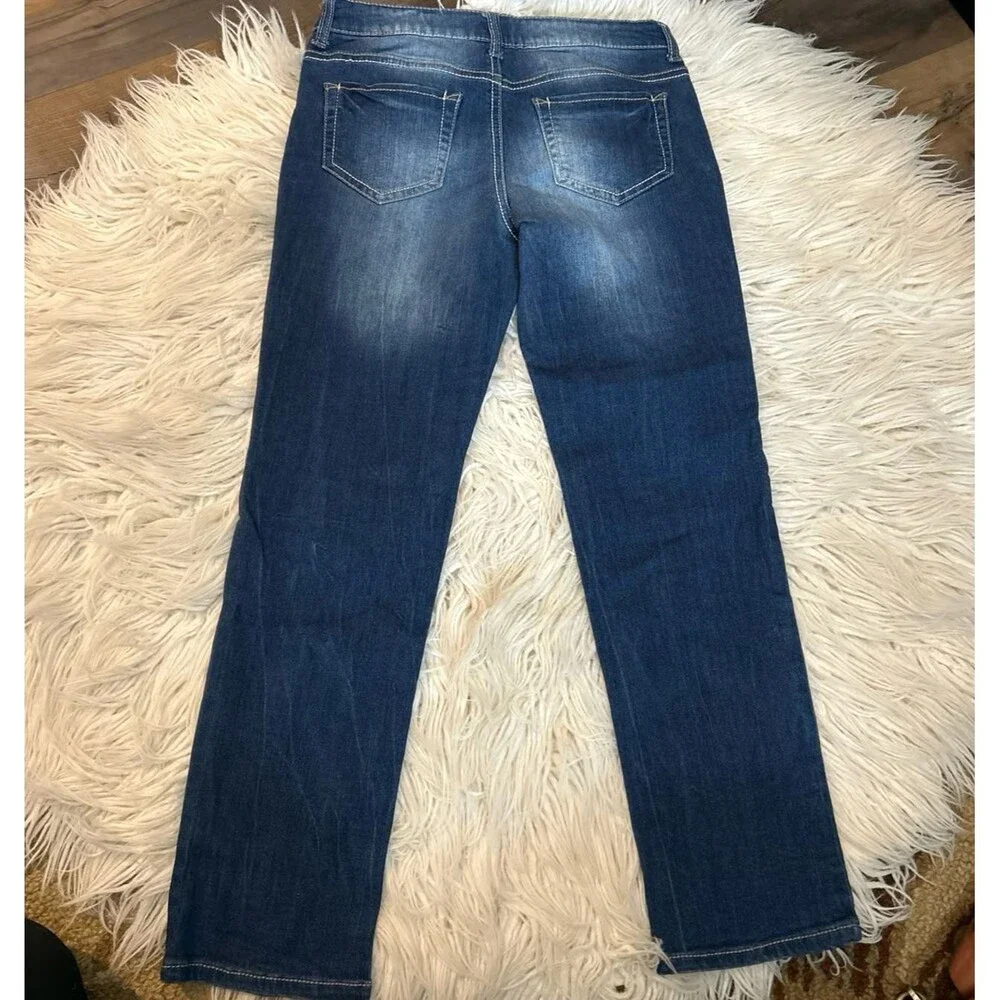 Sz 12 VanillaStar Girls Patchwork Dark Wash Stretch Jeans Boho Vintage Look